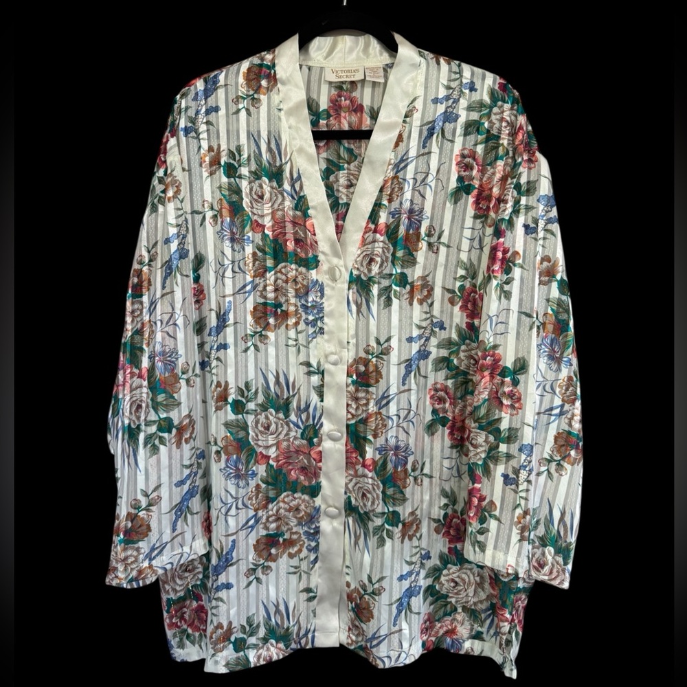 NWT Vintage Victoria's Secret Gold Label Oversized Semi Sheer Floral Sleep Top